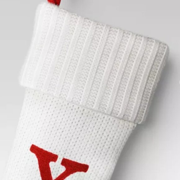 Knit Monogram Christmas Stocking - White - Letter X - Picture 2 of 5
